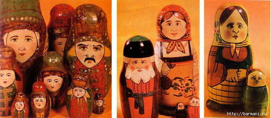 матрешки начала ХХ века из Музея игрушки Сергиева Посада
